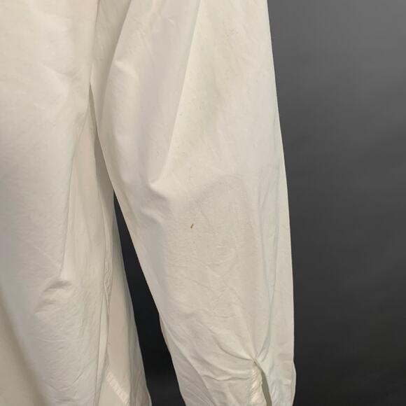 Size XL White Cotton One Pocket Relaxed Fit Long Sleeve Shirt - Picture 4 of 7